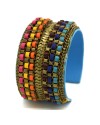Multi Bunai Brass Chatai Gold Leather Cuff